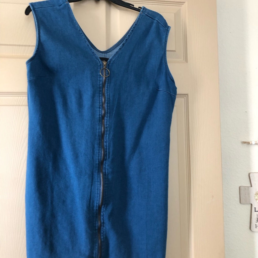 Chesley Royal Blue Sleeveless Zip-Front Mini Dress